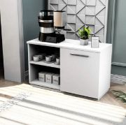 Nuvio Coffee Corner Cabinet – Compact White Design with Side Door