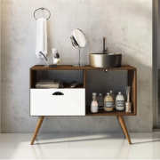 Varino – Natural Wood Sink Console with Open Storage