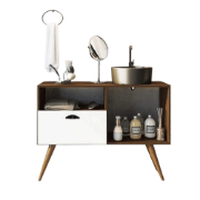 Varino – Natural Wood Sink Console with Open Storage