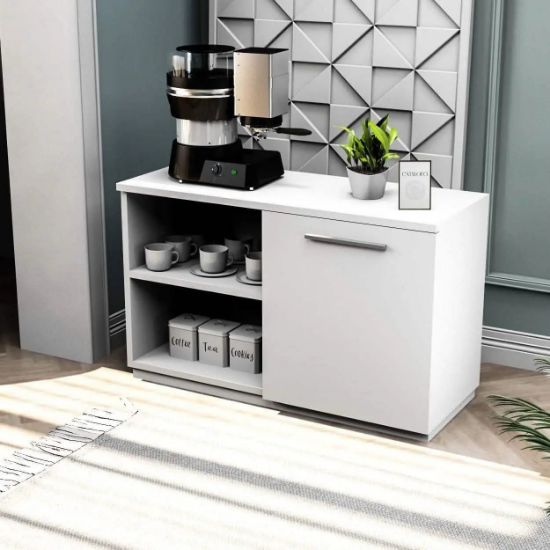 صورة Zavero Coffee Corner Cabinet – Compact Design with Open Shelves & Side Door