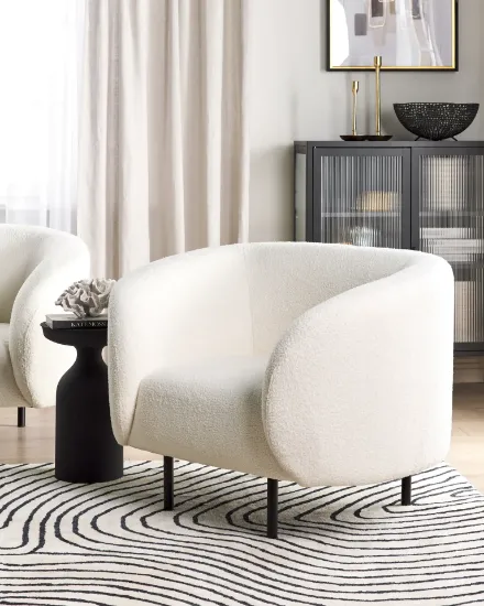 Viona – Modern Curved Armchair with Stainless Legs