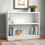 Paulica White Low Bookshelf – Natural Wood