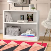 Paulica White Low Bookshelf – Natural Wood