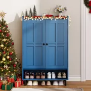 Mavine – Blue Natural Wood Shoe Cabinet