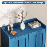 Mavine – Blue Natural Wood Shoe Cabinet