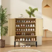 Picture of Marisse – Natural Wood Shoe Cabinet with Rattan Doors