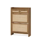 Rivanne - Natural Wood Shoe Cabinet with Rattan Front