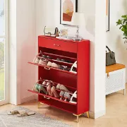 Rogelle – Modern Flip-Down Natural Wood Shoe Cabinet