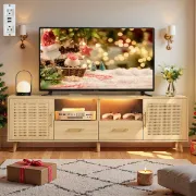 Eloria TV Unit with Rattan Fronts – Natural Wood