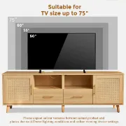 Eloria TV Unit with Rattan Fronts – Natural Wood