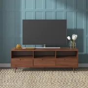 Cavaro – TV Stand with Triple Drawer Storage Design – Natural Wood
