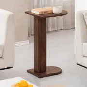 Bobby Natural Wood Side Table – Minimal C-Shaped Design