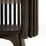 Klever Round Side Table with Slatted Design – Natural Wood