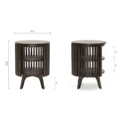 Klever Round Side Table with Slatted Design – Natural Wood
