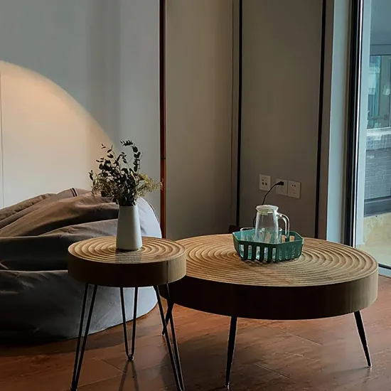 Ripple Duo Coffee Table Set – Natural Wood Top