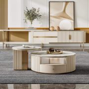 Aurora Duo Coffee Table Set – Marble Look Top