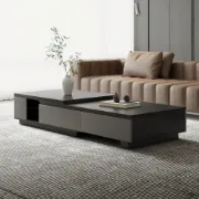 Cylora Coffee Table with Hidden Drawers – Natural Wood