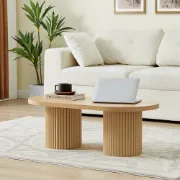 Aurelia – Coffee Table with Fluted Legs – Natural Wood