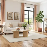 Aurelia – Coffee Table with Fluted Legs – Natural Wood