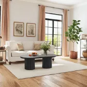 Aurelia – Coffee Table with Fluted Legs – Natural Wood