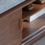 صورة Elara Storage Bench with Cushioned Seat – Natural Wood