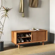Liora – Slatted Natural Wood Storage Bench