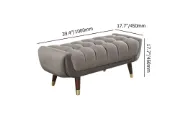 صورة Auriel Tufted Upholstered Bench – Natural Wood Legs