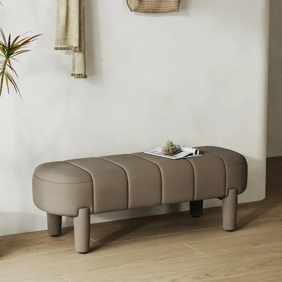 صورة Arden Upholstered Bench with Soft Curved Design