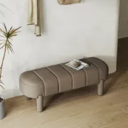 صورة Arden Upholstered Bench with Soft Curved Design