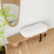 Picture of Orin Sculpted Bench – Natural Wood & Upholstered Seat