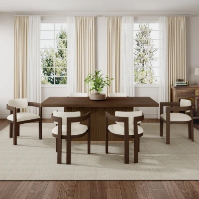 Aurex – Elegant Dining Set | Natural Wood with Golden Accents
