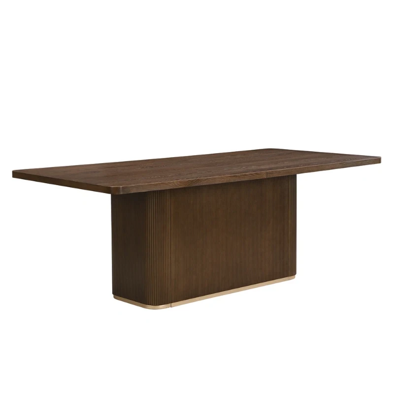 Aurex – Elegant Dining Set | Natural Wood with Golden Accents